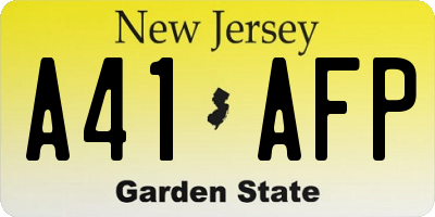 NJ license plate A41AFP