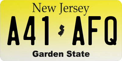 NJ license plate A41AFQ