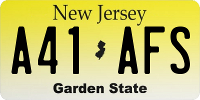 NJ license plate A41AFS