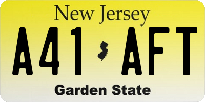 NJ license plate A41AFT