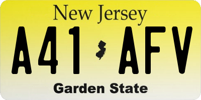 NJ license plate A41AFV