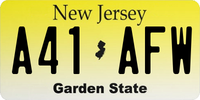 NJ license plate A41AFW