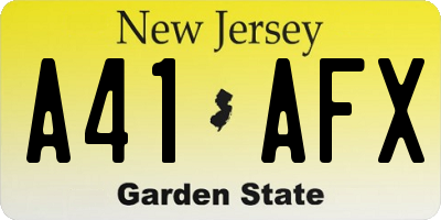 NJ license plate A41AFX