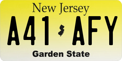 NJ license plate A41AFY