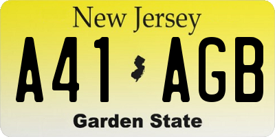 NJ license plate A41AGB