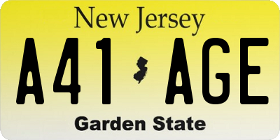 NJ license plate A41AGE