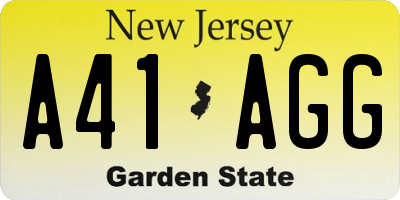 NJ license plate A41AGG