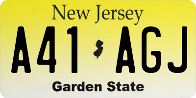 NJ license plate A41AGJ