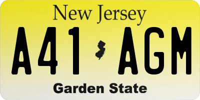 NJ license plate A41AGM