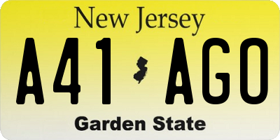 NJ license plate A41AGO