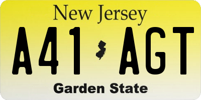 NJ license plate A41AGT