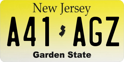 NJ license plate A41AGZ