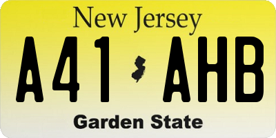 NJ license plate A41AHB
