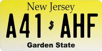 NJ license plate A41AHF