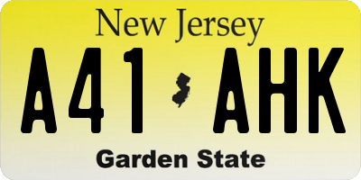 NJ license plate A41AHK