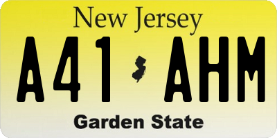 NJ license plate A41AHM