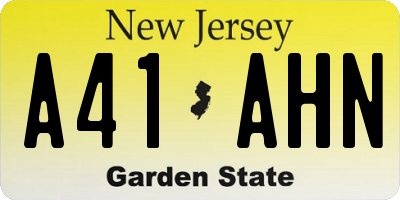 NJ license plate A41AHN