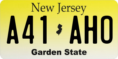 NJ license plate A41AHO