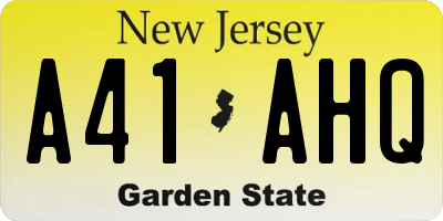 NJ license plate A41AHQ
