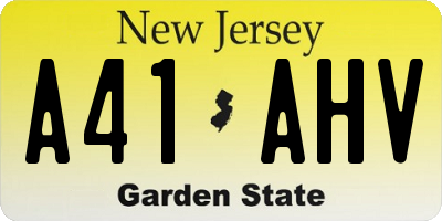 NJ license plate A41AHV