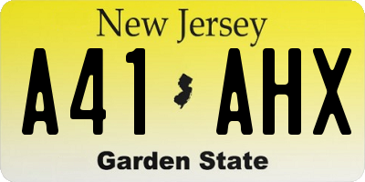 NJ license plate A41AHX