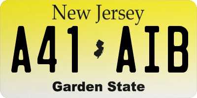 NJ license plate A41AIB