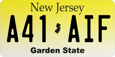 NJ license plate A41AIF