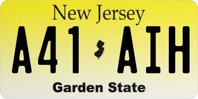 NJ license plate A41AIH