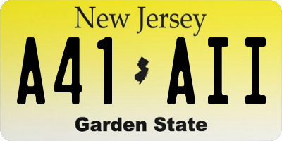 NJ license plate A41AII
