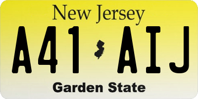 NJ license plate A41AIJ