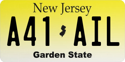 NJ license plate A41AIL