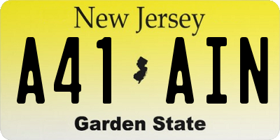 NJ license plate A41AIN