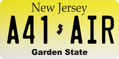 NJ license plate A41AIR