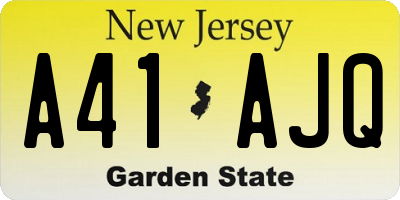 NJ license plate A41AJQ