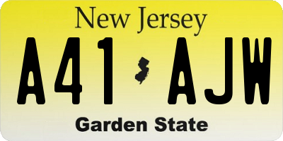 NJ license plate A41AJW
