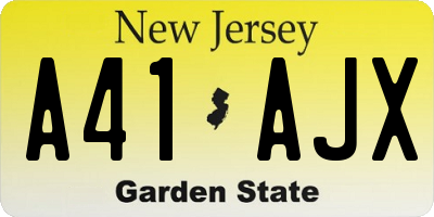 NJ license plate A41AJX