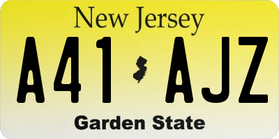 NJ license plate A41AJZ