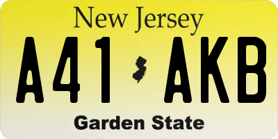 NJ license plate A41AKB