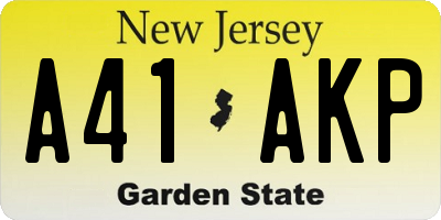 NJ license plate A41AKP