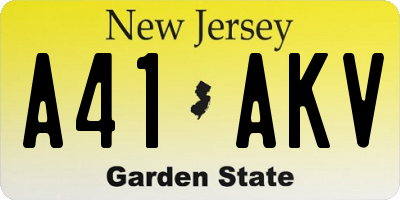 NJ license plate A41AKV