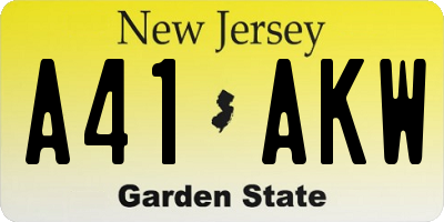 NJ license plate A41AKW