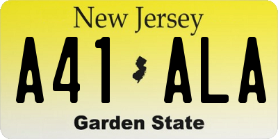 NJ license plate A41ALA