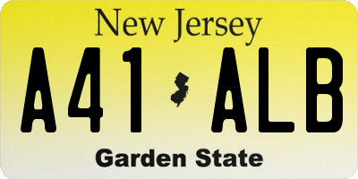 NJ license plate A41ALB