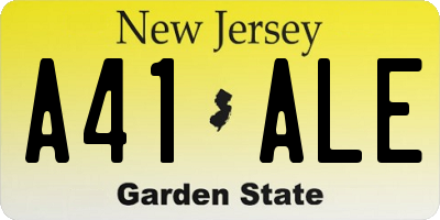 NJ license plate A41ALE