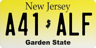 NJ license plate A41ALF