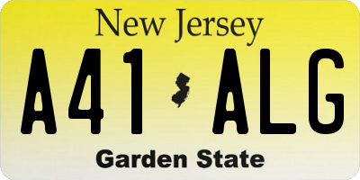 NJ license plate A41ALG