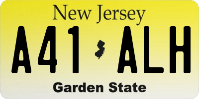 NJ license plate A41ALH