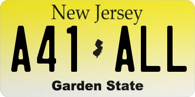 NJ license plate A41ALL