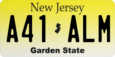 NJ license plate A41ALM