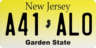 NJ license plate A41ALO